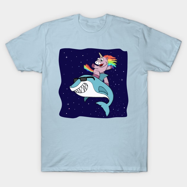 Surfing Unicorn T-Shirt by WingnutP